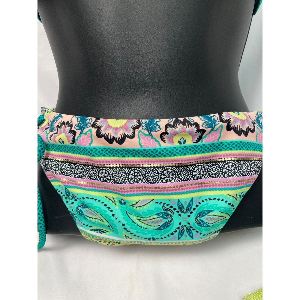Shade & Shore Bikini Set Boho Print Tassel Tie Sides XL Bottom 36C Top EUC - Picture 7 of 12